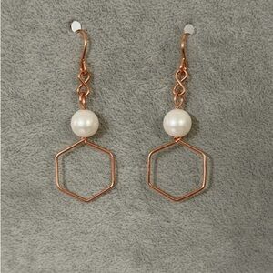 Geometric Pearl Drop Earrings